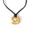 Heart Pendant Necklace with Natural Stone Cross, Vintage Wax Cord Chain, High-end Retro Necklace