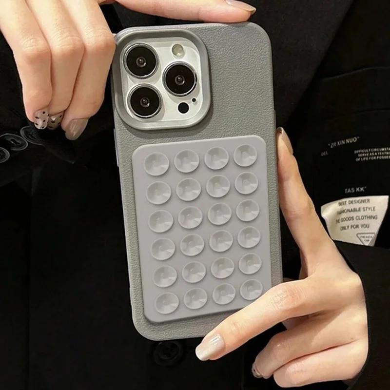 

3D Suction Cup Stand Litchi Pattern Phone Case For For Iphone 16 15 Pro Max Plus 14 13 12 11 Pro Max X XS XR Shockproof Cover For iPhone 14