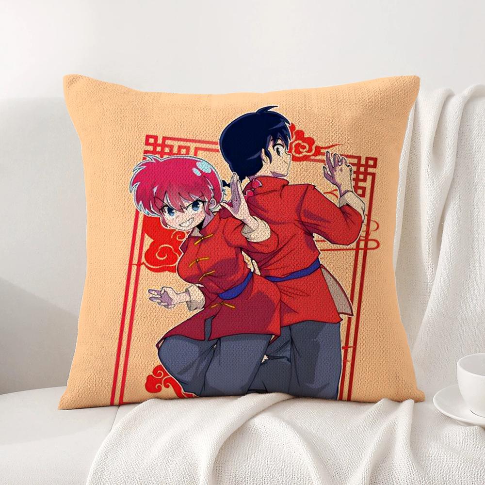 Cartoon R-Ranma1 2 Cushion Cover Summer Coolness Linen Fabric Double-Sided Printing Pillow Case Sofa Home Decor Gift