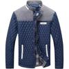 Men's Vintage Quilted Patchwork Jacket Stand Collar Warm Casual Coat