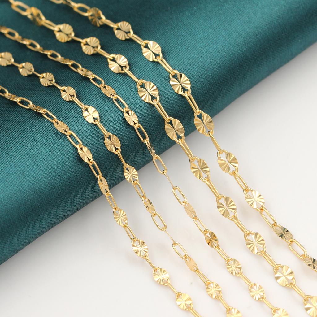 2025 Neu 14 Karat Vergoldet Funkelnde Lippenkette Permanente Gliederkette Rolle für Halskette Armband DIY Schmuckherstellung Zubehör Damen