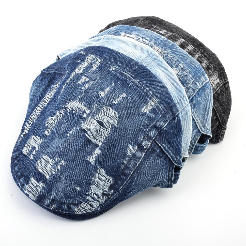 Vintage Peaked Cap Herre Utendørs Uformell Beret Hat Høst Justerbare Newsboy Caps Kvinner Britisk denim Boina Britiske kunstnerhatter