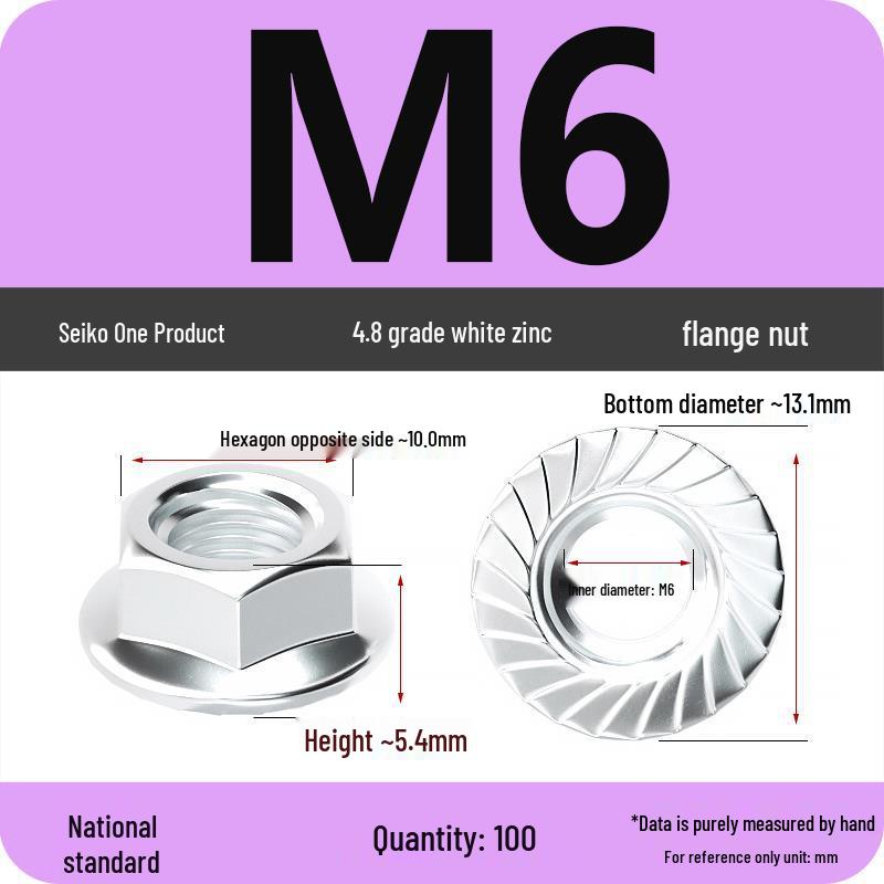 Electroplated Galvanized Anti-Slip Hex Flange Nut with Tooth Washer, M3-M16