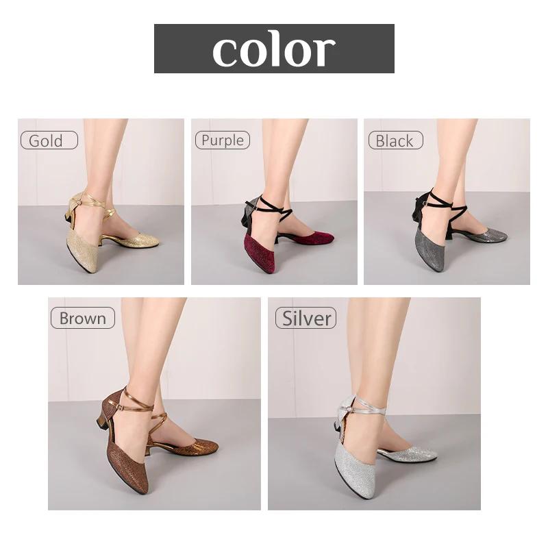 Women's Latin Dance Shoes Ballroom Shiny Salsa Dance Shoes Tango Ladies Girls Comfortable Dancing Shoes for Women Heel 5.5cm