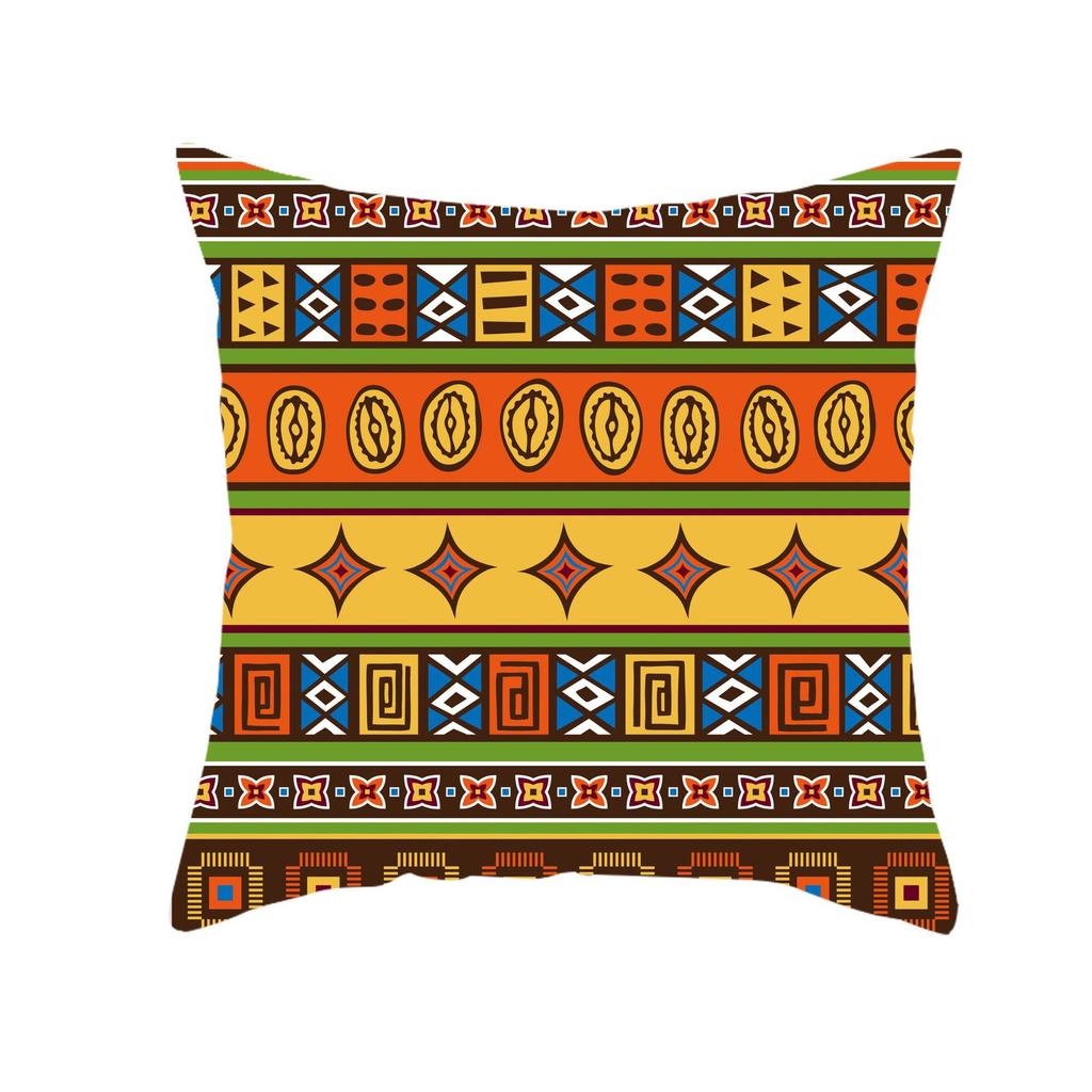 Ethnic Style Retro Red Printed Striped Pillowcase Peach Leather Velvet Pillowcase