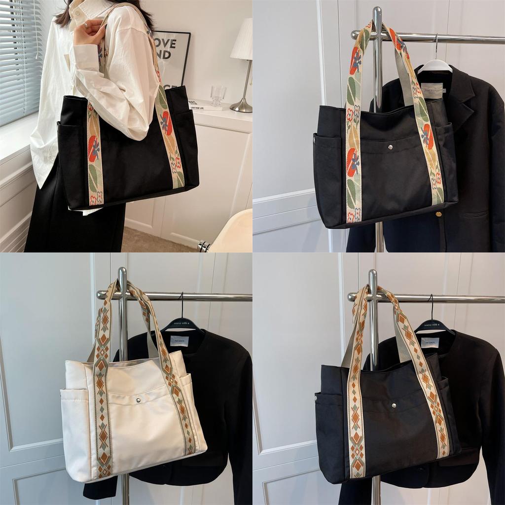 Large Capacity Tote Bag For Women 2024 New Trendy Street Style Canvas Shoulder Bag