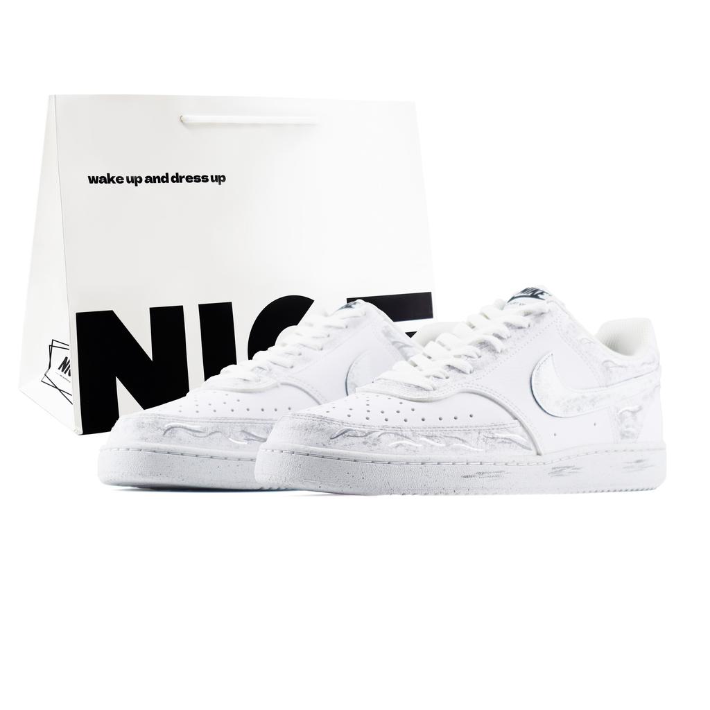 Nike Court Vision 1 LOW Next Nature Abrasion Resistant Lightweight Low top Skateboard Shoes Men's White Gray DH2987-101(Team448-BOX)