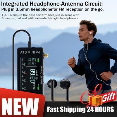 AMNVOLT V4 ATS MINI SI4732 All Band DSP Radio FM/AM/SSB/LSB/USB Receiver Built-in Headphone Amplifier for Walking Hiking Camping