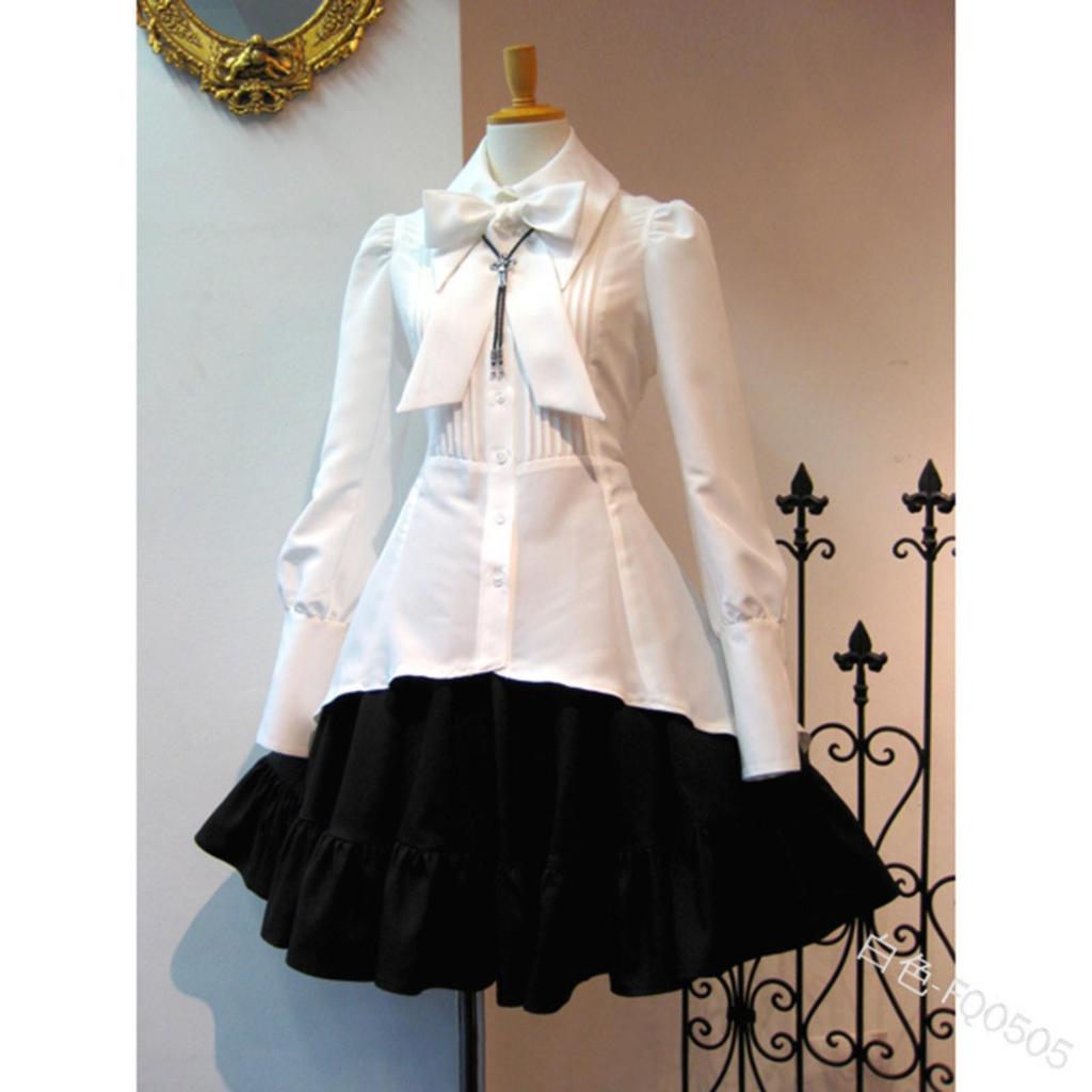 Lapel Shirt, Skirt Cosplay Waist Irregular Skirt Color Retro Skirt