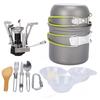 High Quality 12PCS Cooking Set Eco-friendly Aluminum Outdoor Camping Cookware With Carrying Mesh Bag Stove Pots and Pans