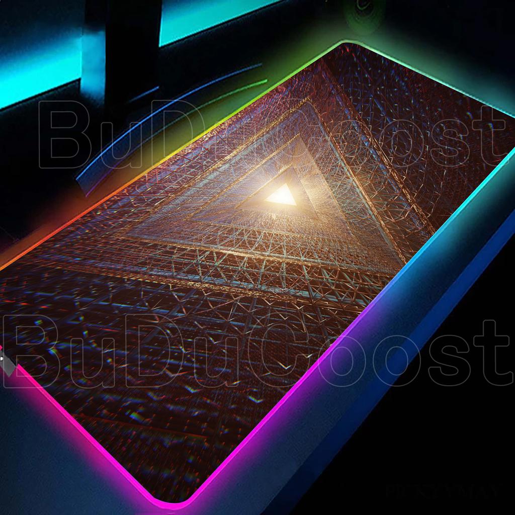 RGB Cool Geometric Shape Starry Sky Mouse Pad Gaming Geometry Luminous Anti Slip Computer Office Rubber Cool Mouse Pad Desk Pads
