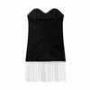 Off Shoulder Pleated Patchwork Women Dress Backless Sleeveless Summer Tube Top Female Mini Robe