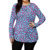 Women's Printed Large Size Long Sleeve Swimsuit Sun  Jacket Quick Dry Hiking Top