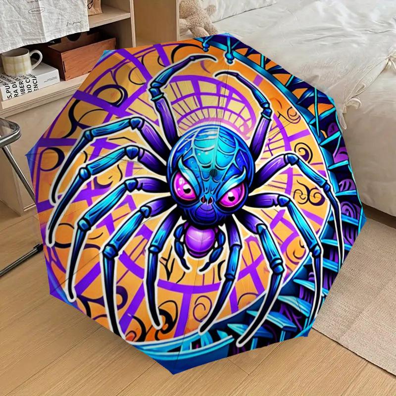 

1pc Spider Web Fashionable Automatic Opening/Closing Folding Umbrella with 8 Iron Bones, Plastic Handle yy251015083