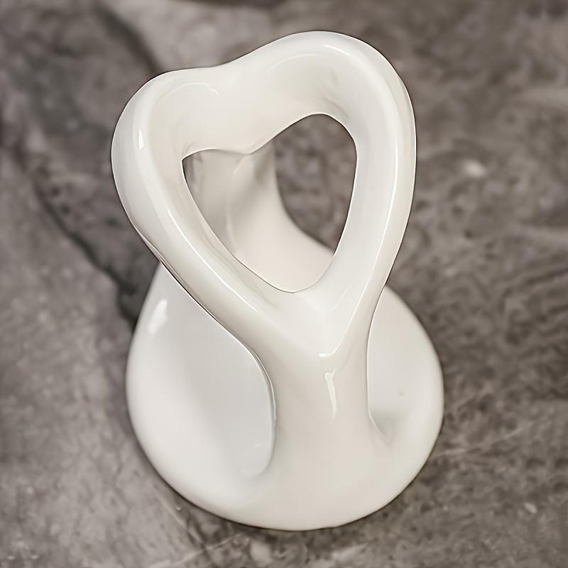 1pc Ceramic Heart-Shaped Toothbrush Holder, Freestanding Bathroom Accessory, Thickened Moisture-Proof Design, Cute Cartoon Couple Toothbrush Organizer