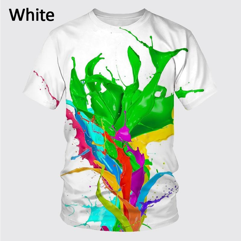 Summer New Fashion Graffiti Paint 3D Printing Men's Summer Round Neck Short Sleeve Shirt T-shirt