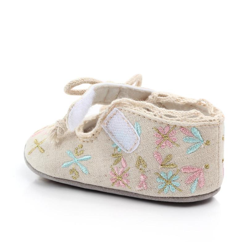 1 paar Baby Prinzessin Schuhe Baumwolle Tuch Stickerei Weiche Gummi Sohle Rutschfeste Kleinkind Schuhe Für