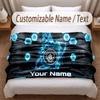 Manchester City Printed Flannel Blanket Custom Name Text Soft Warm Throw For Bedroom Holiday Gift
