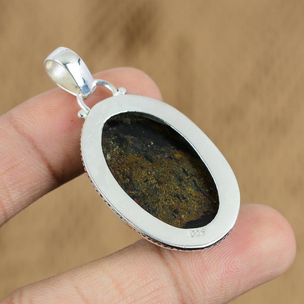 Natural Golden Pietersite Gemstone Pendant 925 Sterling Silver Indian Jewelry