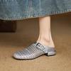 Fashion 2025 New Summer Slippers Cover Toe Fashion Hollow Out Sandals Women Shoes Zapatos De Mujer Ladies Shoes Mesh Mules Sliver Shoes