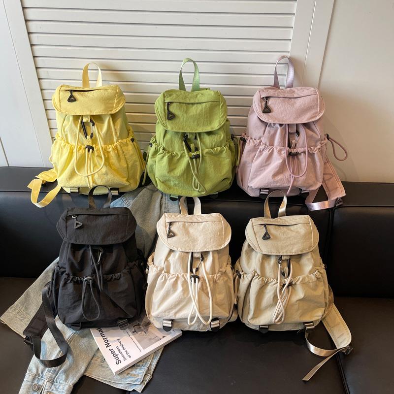 Niche Korean drawstring backpack women's 2025 new leisure student travel small backpack lightweight outdoor mountaineering bag