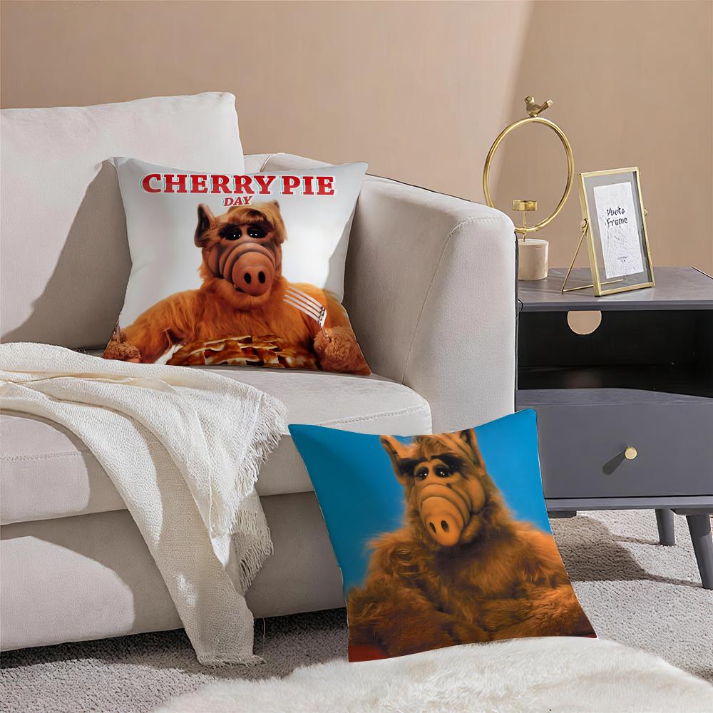 Cartoon A-Alf Cushion Cover Breathable Linen Pillowcase Summer Odorless Eco-Friendly Invisible Zipper Washable