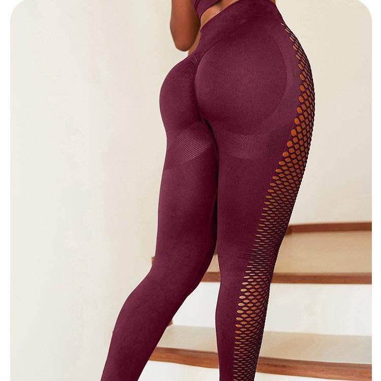 Sexy Hollow Out Solid Push Up Leggings Women Seamless Leggings Fitness Yoga Pants
