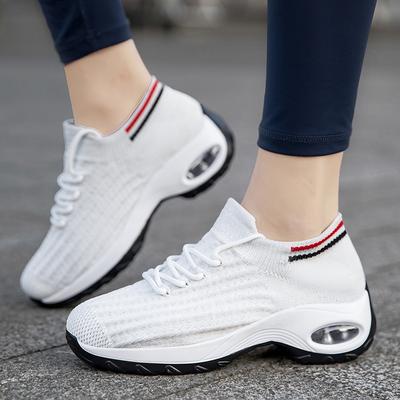 Fashion Women Platform Shoes Knitted Mesh Walking Shoes Ladies Socks Shoes  Air-cushion Walking Traveling Shoes