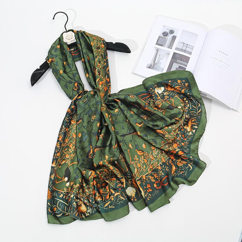 Printed Satin Shawl Geometric Cashew Polyester Scarf For Women Fashion Outdoor Sun Protection Cape 180*85Cm