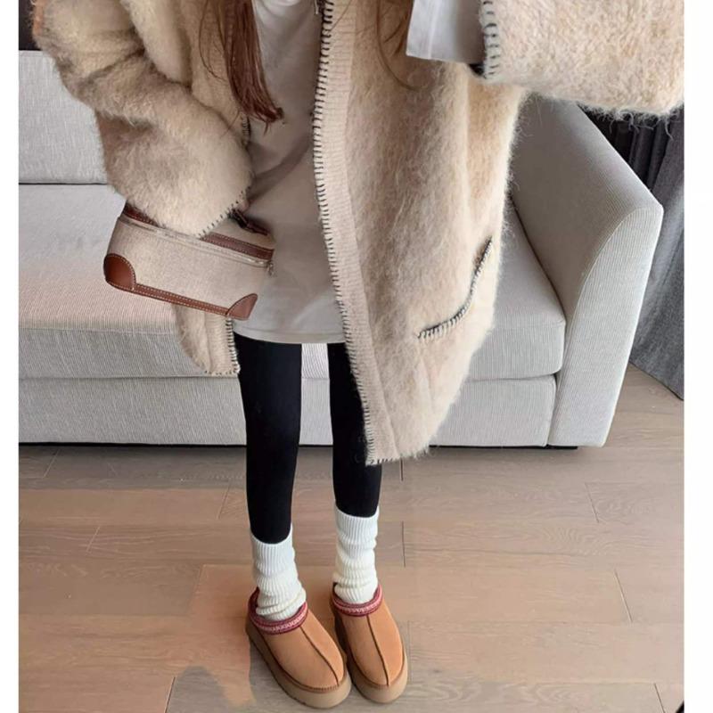 Fleece and Thickened Bag Head Slippers for Women To Wear New Lazy People with Warm Fluffy Shoes