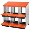 2 Tiers Chicken Nesting Boxes, 6 Compartments, Metal Egg Laying Boxes with Protective Collection Lids, Roll Out Nesting Box, Easy to Assemble, Ideal