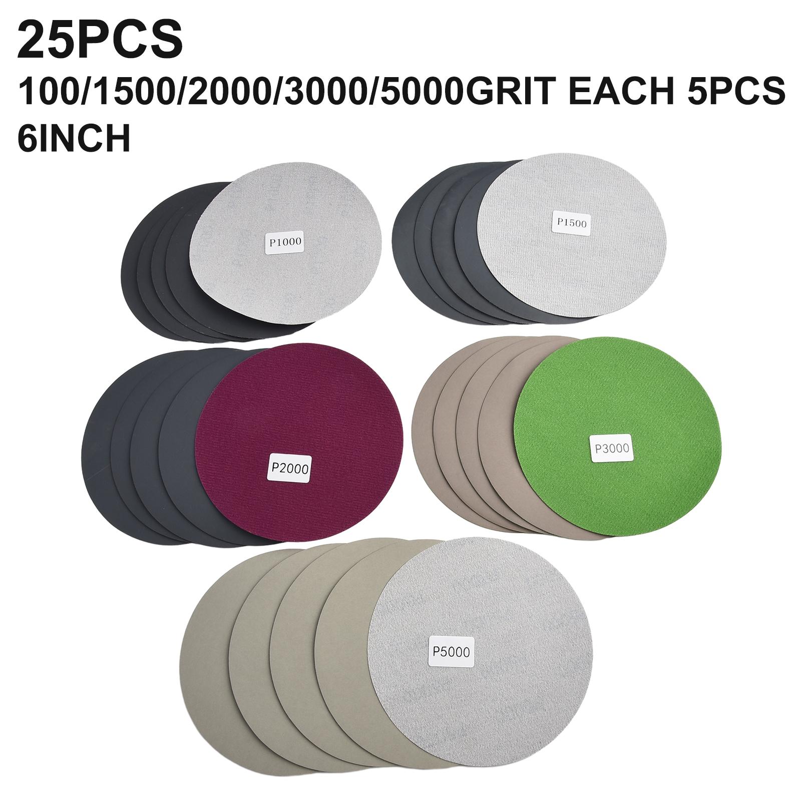 

Disc Sandpaper For 5 Inch Polishing Pad High Flexibility No Creases Oilproof Waterproof 1000/1500/2000/3000/5000 Grit