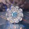 Elegant Colorful Gem Sapphire Adjustable Ring for Women - Luxury White Gold Plated Fashion