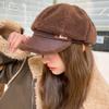 White Black Coffee Beige Duck Tongue Hat Imitation Lamb Hair Fedora Wool Caps Warm Hats  Women