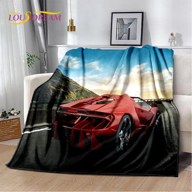 Samochód sportowy Concept Car miękki pluszowy koc, flanelowy koc rzut koc do salonu sypialnia kanapa z funkcją spania narzuta na piknik Bettdecke