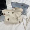 Portable Cartoon Bear Makeup Bag Corduroy Large Capacity Cosmetic Bag Pen Bags For Women Lady Girl