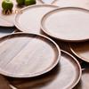 Platou circular decorativ pentru tort și fructe din lemn, tavă de cafea cu margini ridicate, platou de servire pentru bucătărie, pentru petreceri