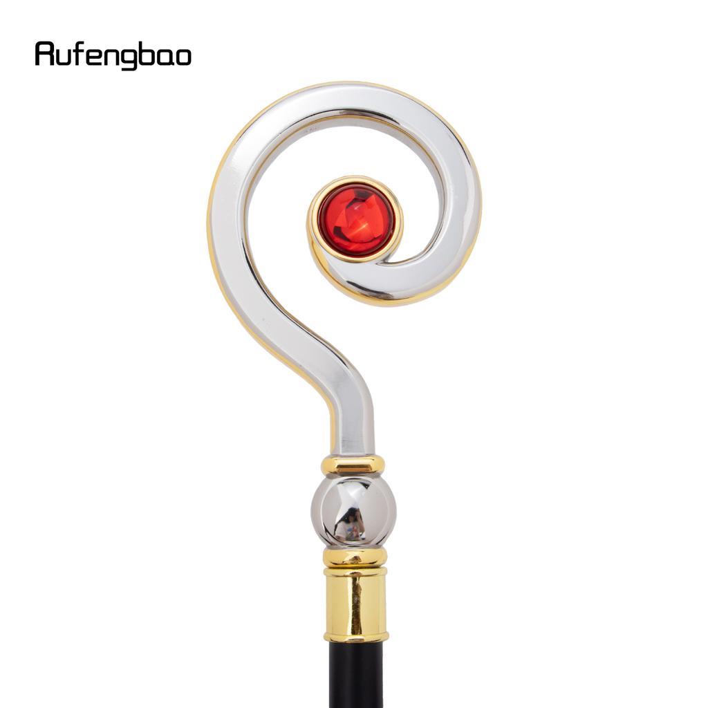 Golden White Hanger Red Diamond Fashion Stick Decorative Cane Elegant Fashion Cane Cosplay Alloy Crosier Vintage Stick 93cm