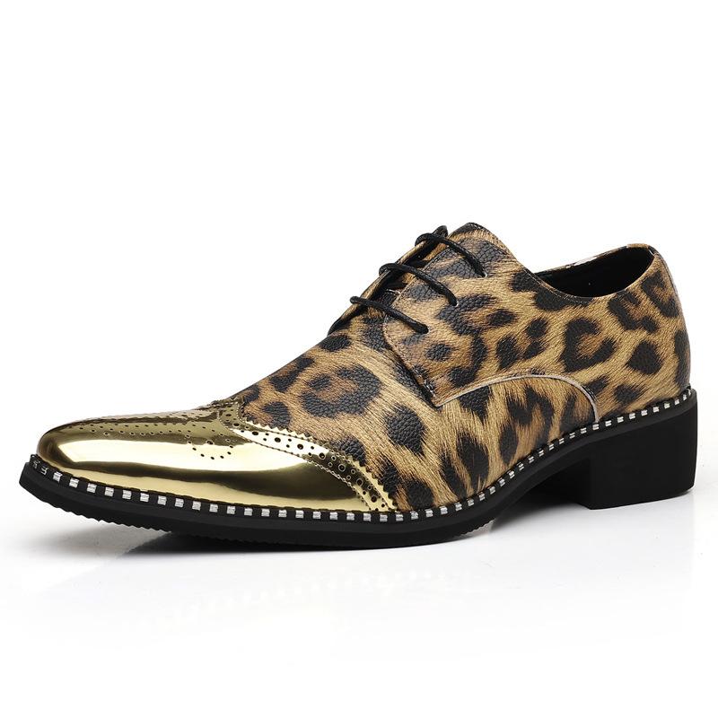 

Designer Brand New Men s gold silver Pointed Lace Up Leopard Patent Leather Flats Shoes Homecoming Wedding Formal Dress Footwear 38 золотий