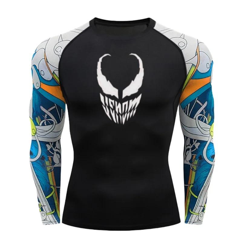MMA Rash Guard T-shirt For Men 3D Printing Sublimation Sport Compression Boxing Clothing Kickboxing Long Sleeves Surf Shirts