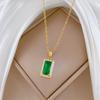 Titanium Steel, Green Small Square Light Luxury Temperament Gorgeous Full Diamond Necklace Women'S Versatile Collarbone Chain Titanium Steel Chain