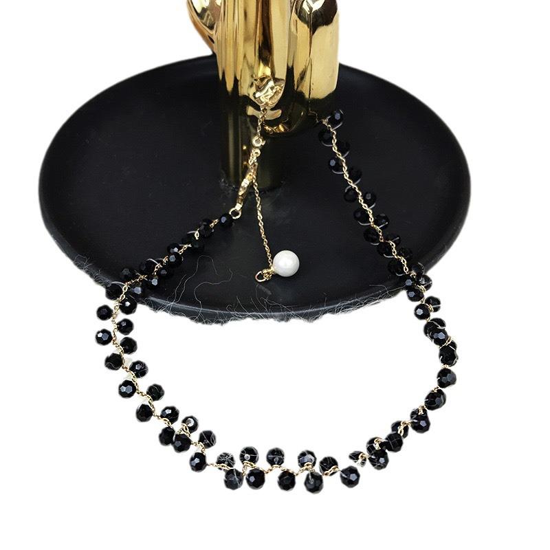 Korean Black Crystal Clavicle Choker Necklace for Women