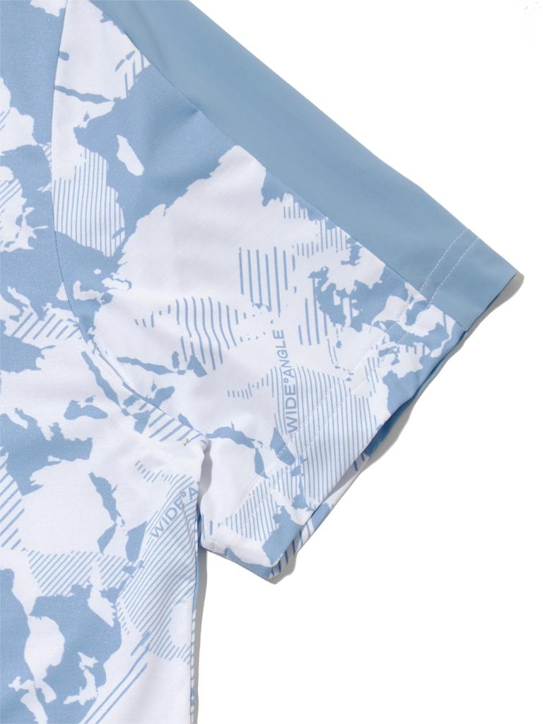 WIDEANGLE To Pro Camo Pattern Polo Shirt M_Light Blue