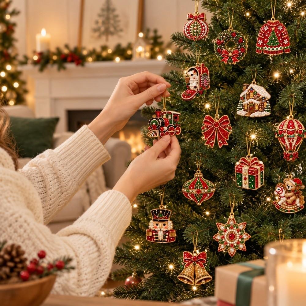6pcs/set Acrylic Round Board Suncatcher Craft Kit Christmas Decor Craft  Christmas Festival