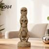 No See Skull Figurine 3D Printed Stacking Figurine, Gothic Speak Hear Statue, Halloween Party Horror Decoration for Home Office Artistic