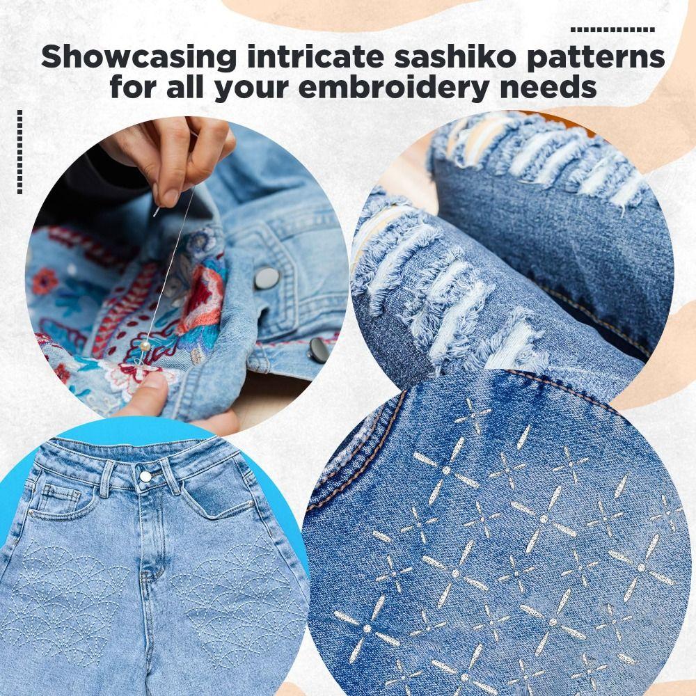 30pcs Geometric Pattern Sashiko Stencil Kit Reusable Handmade Sashiko Embroidery Template DIY PET Embroidery Stencil