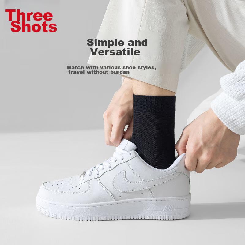 THREEGUN [Touch Series] Mesh Men's Socks, Summer Men's Socks, Pure Cotton Antibacterial Deodorizing 10A Men's Socks