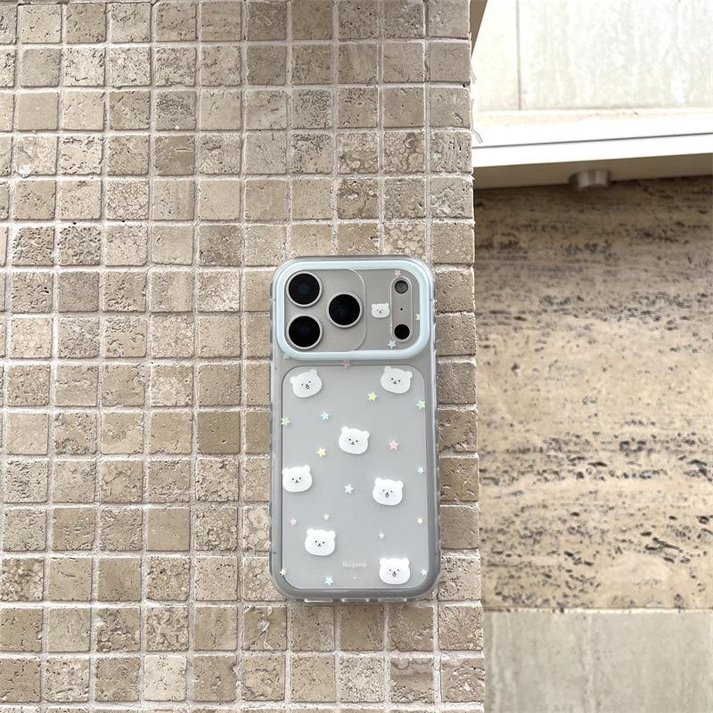 iPhone 17/16 Pro Max/15/14 Cute Bear & Colorful Stars Case for Women iPhone 15