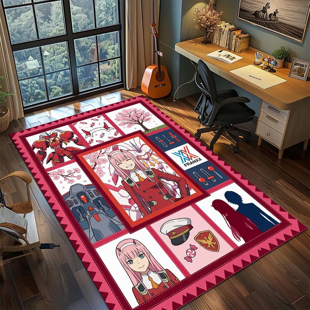 

Darling in the Franxx Non Slip Floor Mat Rug Carpet Large Area Rug for Gamer Room Bedroom Home Decor Printed Washable Mat -xia08 60x90cm
