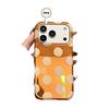 Korean Xingyu orange electroplated bottom full screen ins wind beige polka dot suitable for Apple 17 mobile phone case iPhone16/15